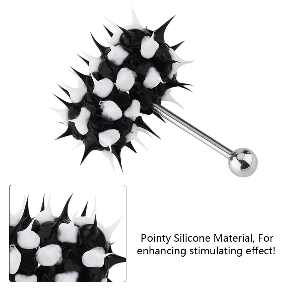 sex.toys for women VIBRATING 14G Tongue Ring Bar Barbell Piercing Body Jewellery Silver Black  BB1 main image 1