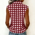 thumbnail image 5 of MORESEC Women Plus Size Collared Sleeveless Button Down Plaid Casual Tank Top for Women Dressy Basic Tops Party Summer Clothes, Wine 3XL, 5 of 8