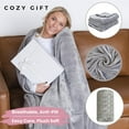 thumbnail image 3 of Soft Flannel Wearable Blanket with Hood & Pockets for Women & Men - Plush Oversized Shawl for Sofa, Bed, Travel - Machine Washable, One Size Fits All, Grey/Black/White, 3 of 7