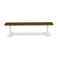 thumbnail image 4 of East West Furniture V-Style 15x72" Wood Dining Bench in White/Brown, 4 of 5