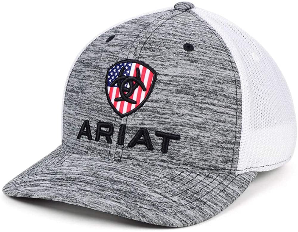 Ariat - Ariat Mens Adjustable Snapback Mesh Cap Hat (Heather Grey/White