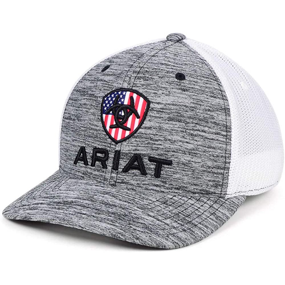 Ariat Ariat Mens Adjustable Snapback Mesh Cap Hat (Heather Grey/White