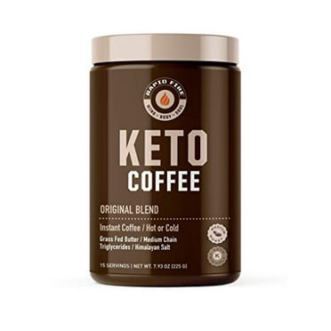 Rapidfire Ketogenic Fair Trade Instant Keto Coffee Mix Supports Energy Metabolism Weight Loss Ketogenic Diet Canister 15 servings, Original, 7.93 Ounce