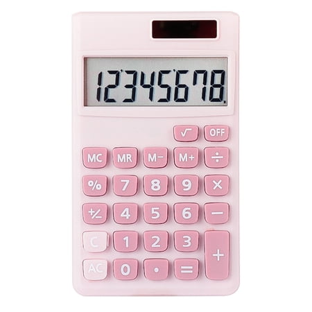 NIAIZEK Electronic Calculator Pink Solar Powered Portable Office Work 1 Piece