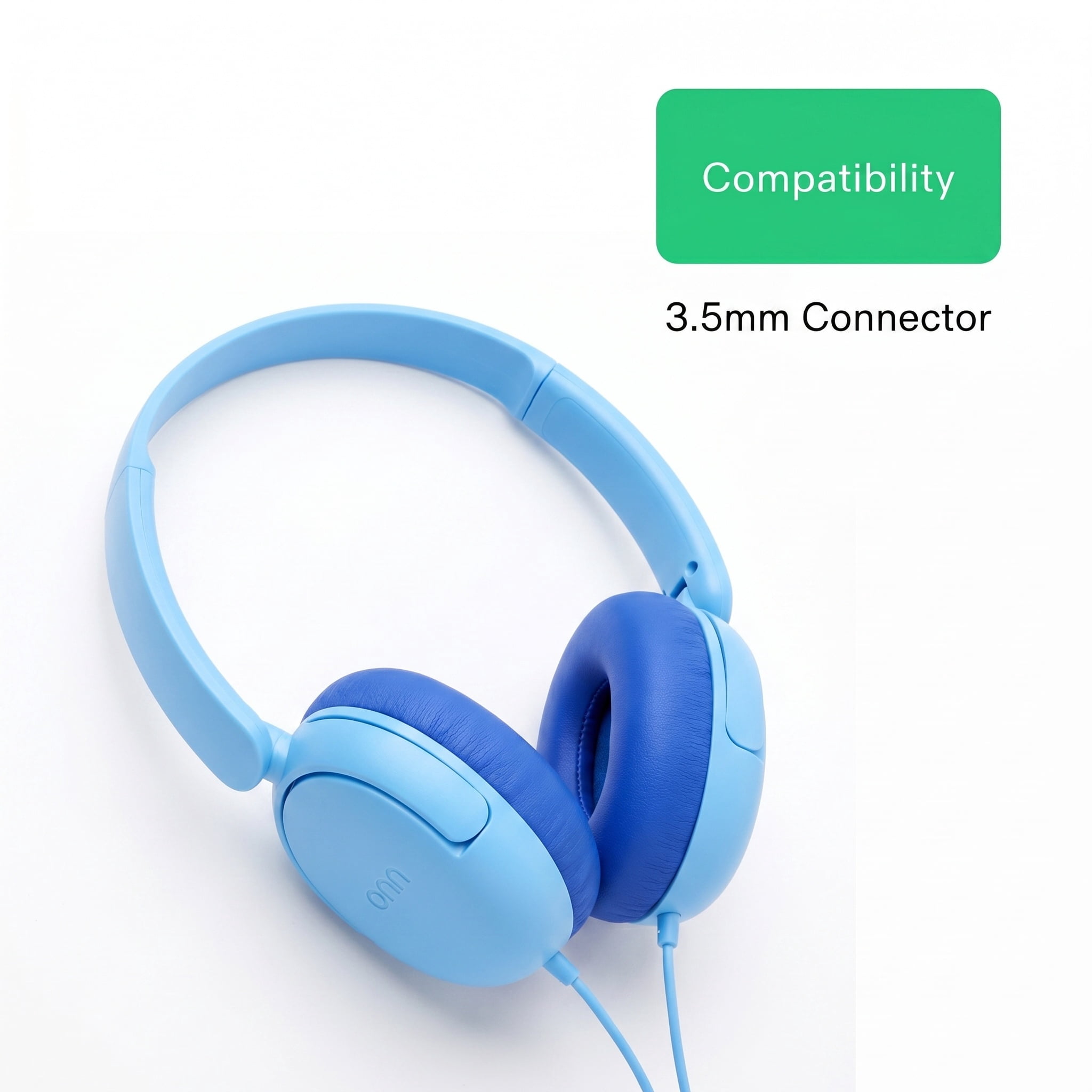onn On-Ear Headphones with 3.5 mm Connector, Blue