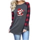 thumbnail image 2 of Pntutb Ladies Christmas Print Plaid manga costura manga larga cuello redondo raglán camiseta béisbol top Pntutb Pntutb-7572, 2 of 4
