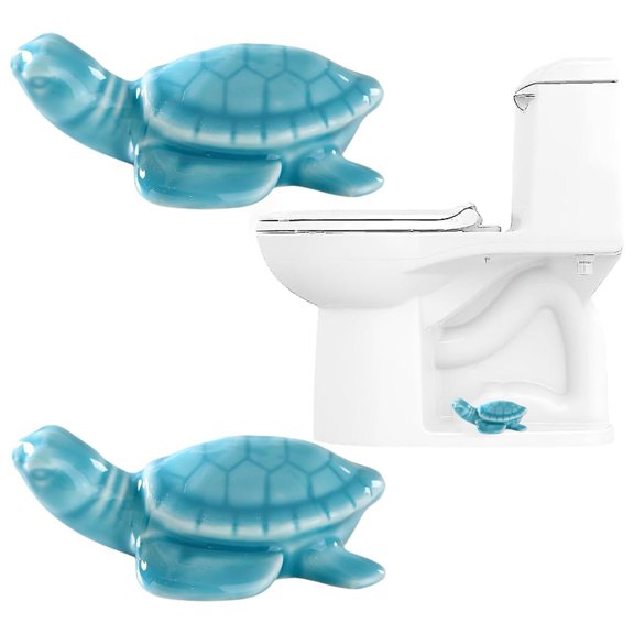 Dserhfy 2 Pcs Turtle Toilet Bolt Caps Ceramic Sea Turtle Toilet Bolt Cover Universal Screw Cover Caps for Bathroom Toilet Decor