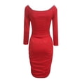 thumbnail image 5 of Odeerbi Women Long Sleeve Could Shoulder V-Neck Sequin Party Dresseseses Office Dress Black, 5 of 8