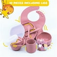 thumbnail image 6 of Muqee Peeko Turkish Pink Silicone Baby and Toddler Self-Eating food Plates Set with Utensils (8 Piece Set), 6 of 6