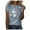 Gris, variante sur T-shirt à Manches Courtes pour Femmes, Mode Été, Imprimé, Col Rond, Coupe Ordinaire