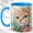 Blue, variant on Pastel Cat Coffee Mug, Flower Cat Mug, Ceramic 11 oz