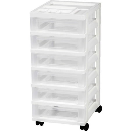 Iris 6 Drawer Storage Cart With Organizer White Features Shallow Departments
