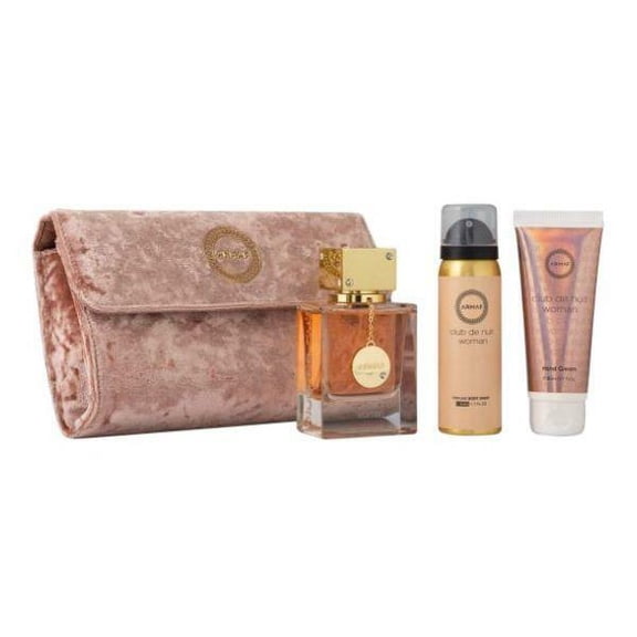 Armaf Club De Nuit 4-Piece Gift Set Extrait 2.37 Cream Body Spray Evening Bag
