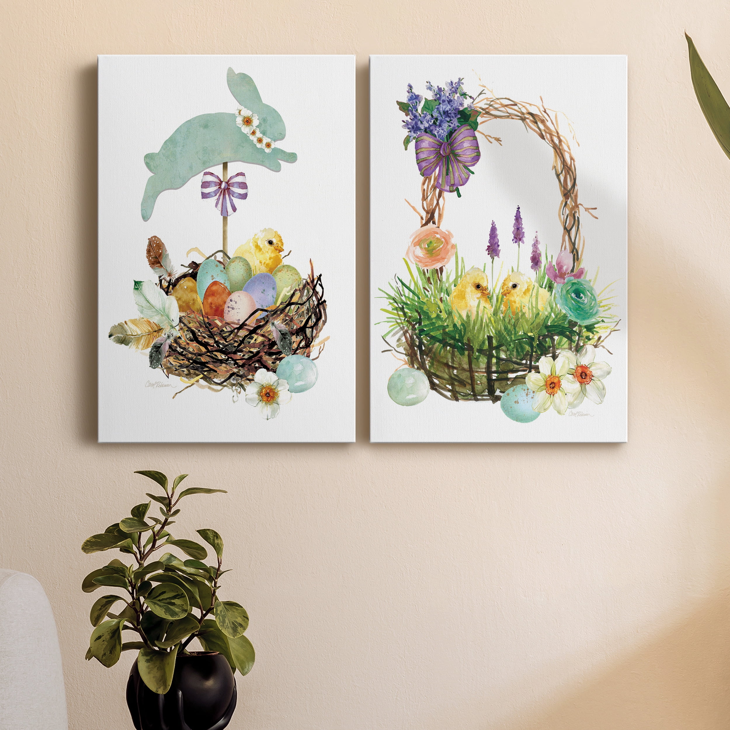 Bunny Hop Premium Gallery Wrapped Canvas - Ready to Hang - Set of 2 - 40 x 60 Each
