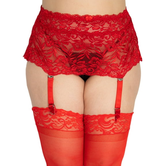 Womens Plus Size Floral Lace Nickel Free Adjustable Garterbelt Garter Belt for Stockings Lingerie