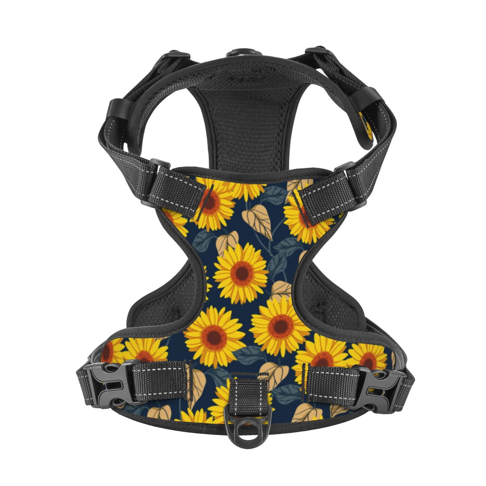 Kdxio Sunflowers Print No Pull Dog Harness Adjustable Reflective Oxford Easy Control Medium Large Dog Harness for Training and Everyday-Large