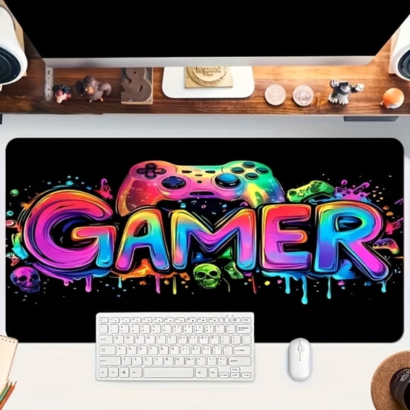Color Game Console Pattern Gaming Mouse Pad Large Non-Slip Diatomite Keyboard Desktop Protector Mat for Home and Office Desk Accessories