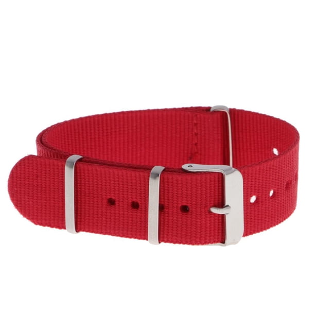 Correa de Reloj de Nylon Tejido Correa de Acero Inoxidable de La Hebilla Del Reloj de La Pulsera , Rojo 20mm Salvador Bandas de reloj