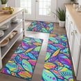 thumbnail image 2 of Blue Pioneer Flower and Leaf Pattern Kitchen Rugs Sets Of 3,Kitchen Runner Rugs Non Skid Washable,Decorative Kitchen Floor Mats for Kitchen,Sink,Laundry,17"x30"+ 17"x47" + 17"x59", 2 of 6