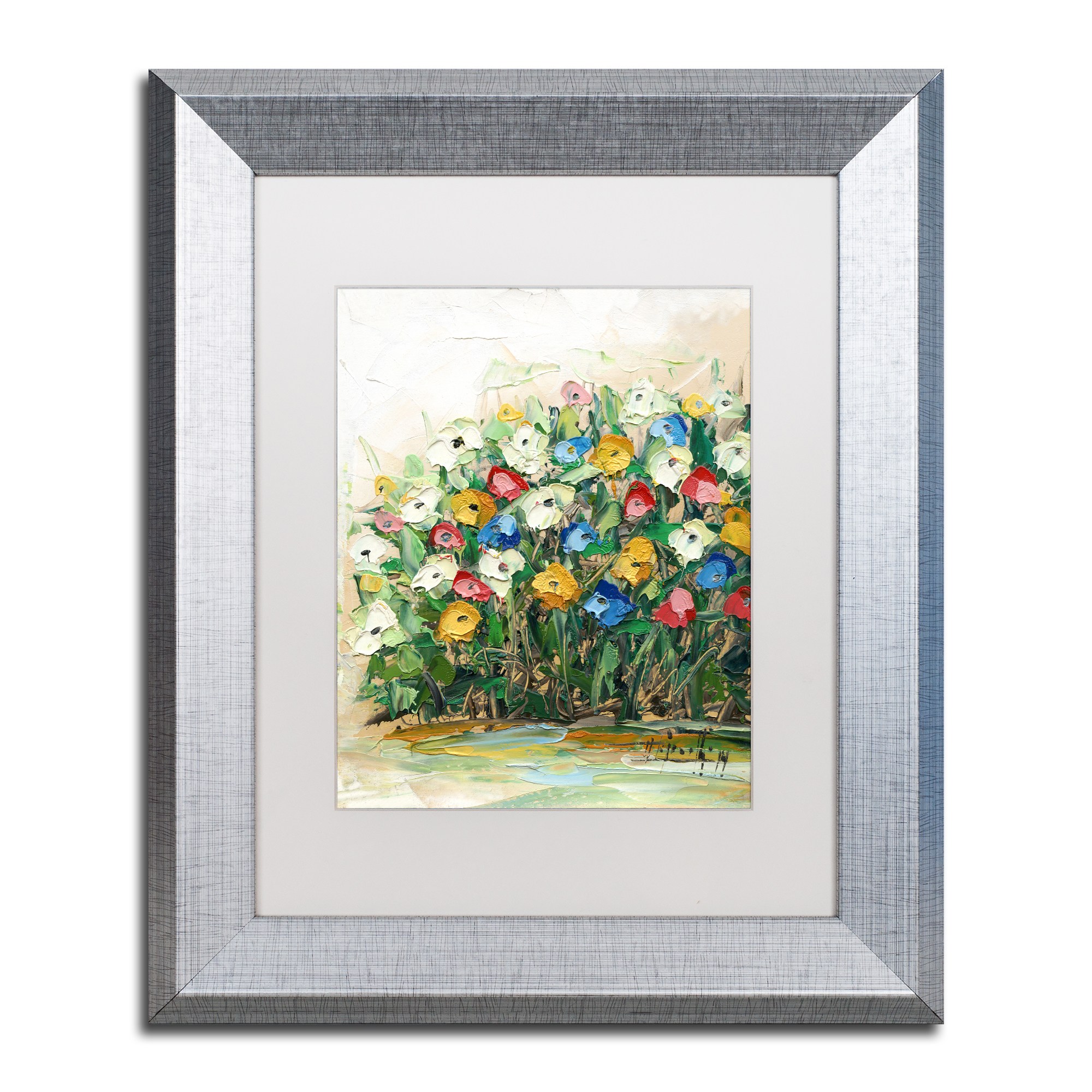 Trademark Fine Art "Spring Flowers in a Vase 10" Canvas Art by Hai Odelia, White Matte, Silver Frame