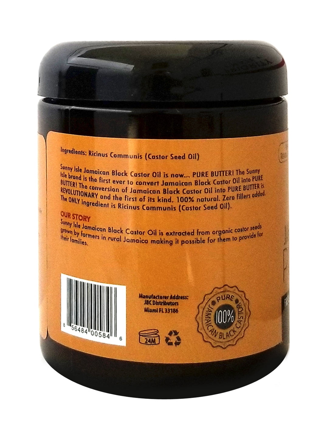 Sunny Isle Black Castor Oil Pure Butter Original - Natural - 8 oz