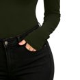 thumbnail image 2 of Long Sleeve Undershirt for Women Scoop Neck Slim Fit Basic Top Layering Tee Thermal Tops for Women Green M, 2 of 6