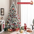 thumbnail image 4 of Costway 7 FT Pre-Lit Flocked Christmas Tree Hinged Xmas Decoration with 300 LED Lights, 4 of 10