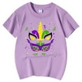 thumbnail image 5 of Mardi Gras Shirts Kids Boys Girls Short Sleeve T-Shirt Casual Crewneck Funny Graphic Print Tees Tops Carnival Party Shirt Summer Clothes Light 12-13 Years, 5 of 5