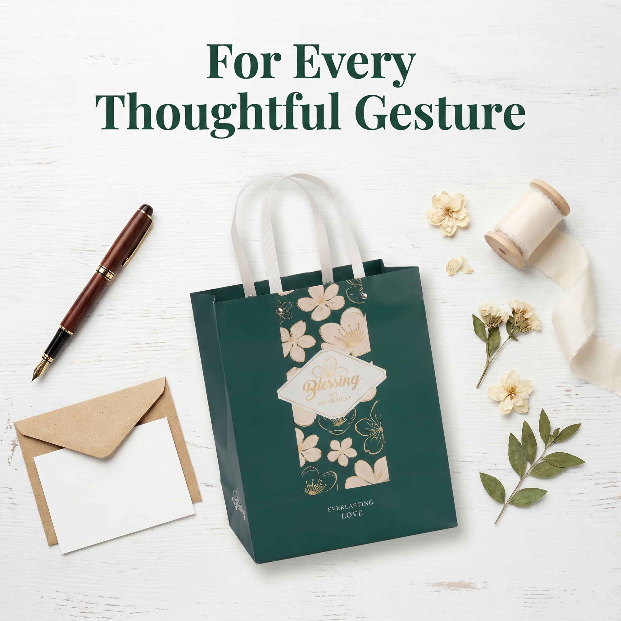 Unique Bargains Medium Gift Bags with Wide Flat Bottom for Occasions Green 8.5"x 4.3"x 11"