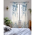 thumbnail image 3 of Blue Eucalyptus Sheer Curtains 84 Inch Length 2 Panels Set for Living Room/Bedroom, Farmhouse Weeping Leaves Linen Kitchen Curtains Grommet Semi-Sheer Curtains Drapes Window Treatments 42"x84"x2, 3 of 7