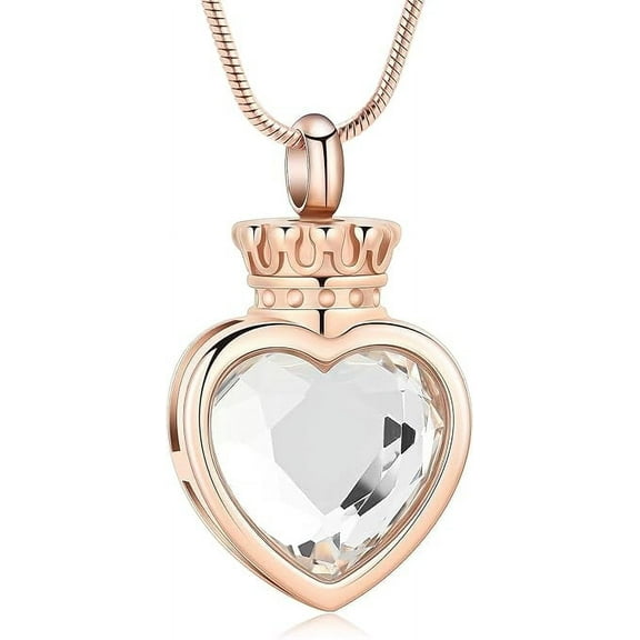 Crystals Cremation Jewelry for Ashes Crown Heart Memorial Urn Necklace Keepsake Pendant for Women Memorial Locket Keepsake Ash Jewelry