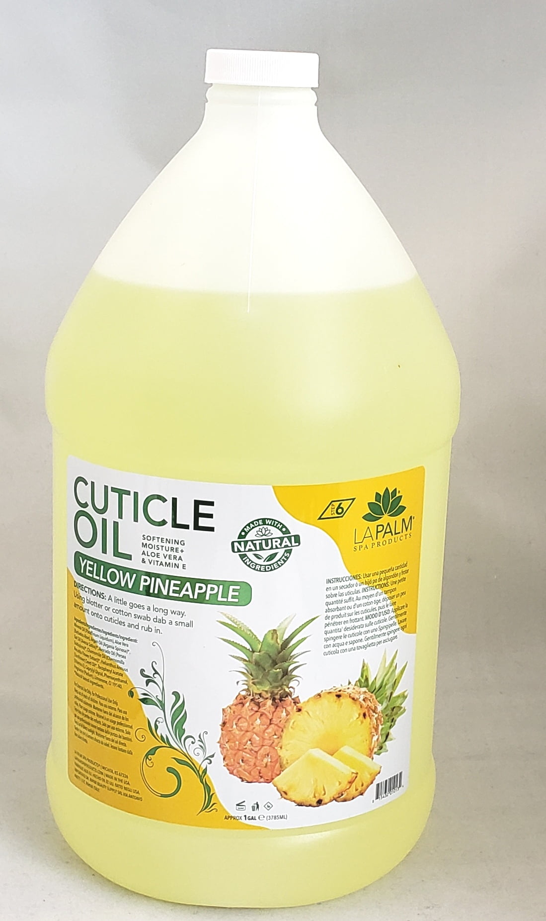 LA PALM Cuticle Oil - Pineapple Yellow With Aloe Vera & Vitamin E - 1 Gallon