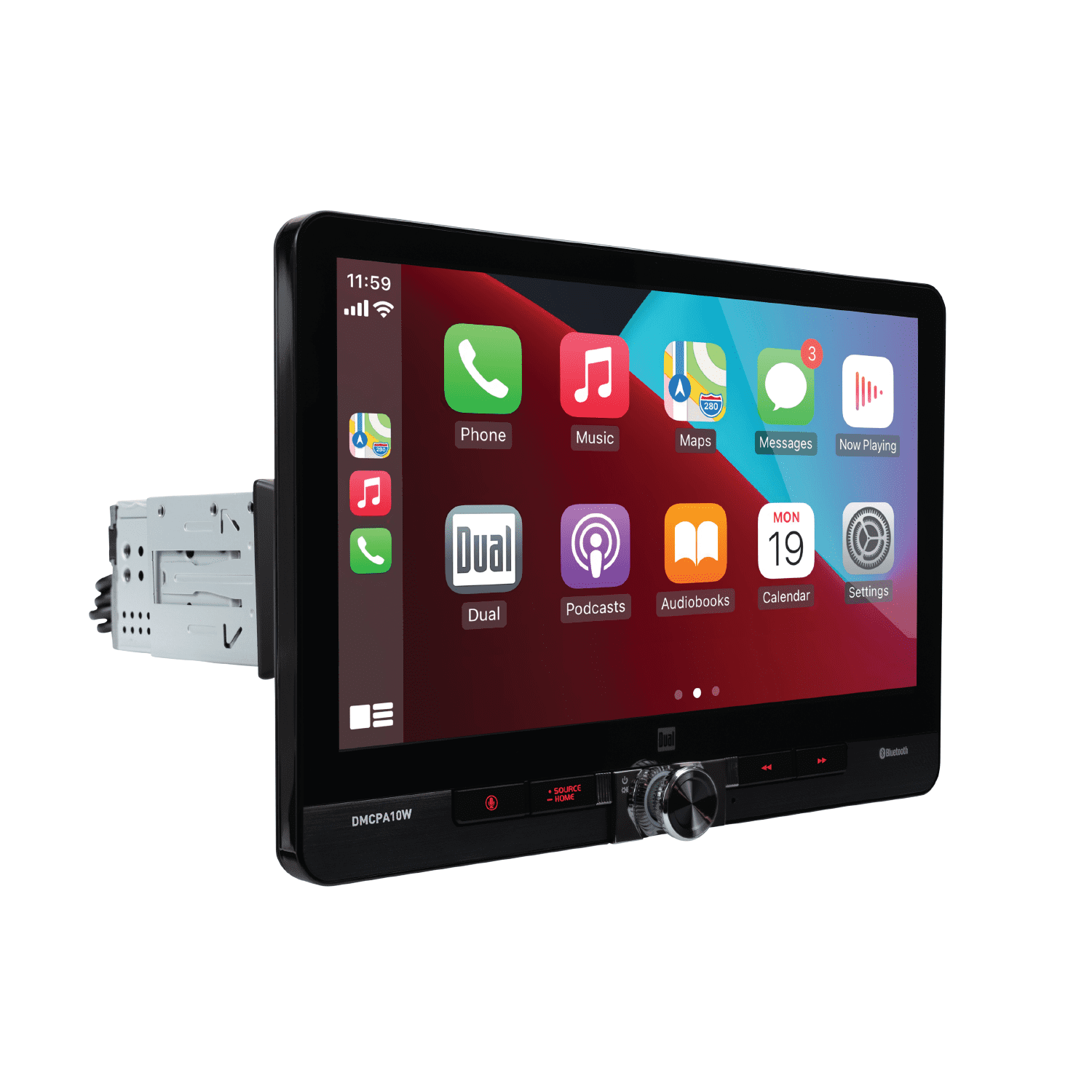 Dual Electronics 10.1" Touchscreen Car Stereo Receiver with Wireless Apple CarPlay & Android Auto – Includes Single & Double DIN Adapters, Bluetooth, USB – DMCPA10W (New)