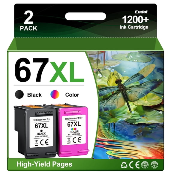 Paquete combinado de cartuchos de tinta Eudul 67XL de color negro para HP 67