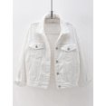 thumbnail image 3 of SHAR Women's casual denim jacket, solid color long sleeve denim jacket, 3 of 5
