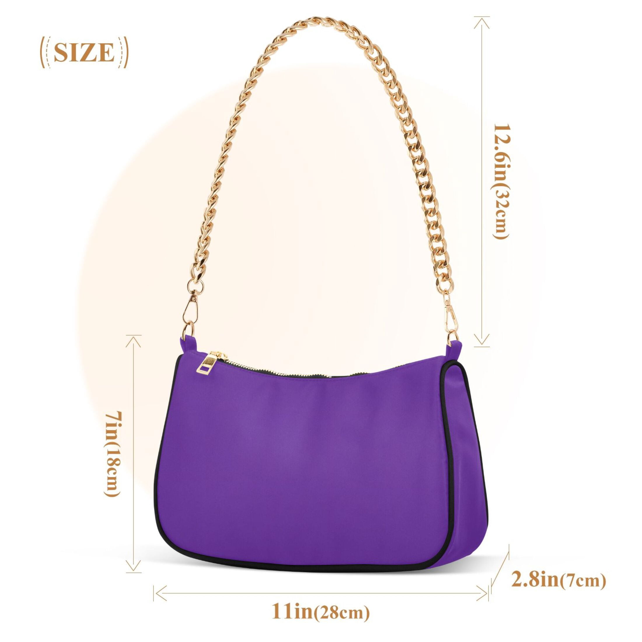 Ryvnso Dark Purple Womens Chain Shoulder Bag Tote Handbags Clutch Hobo Purse with Zipper for Travel