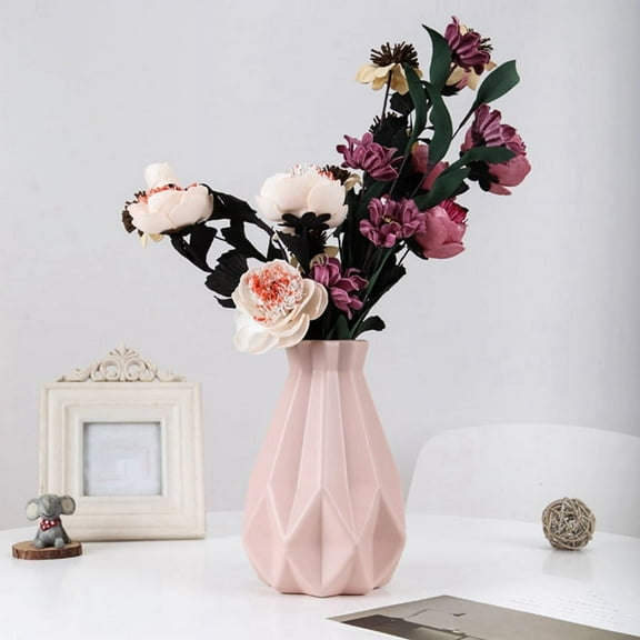 Vases Imitation Ceramic Flower Pot Modern Vase Home Decoration Arrangement Living Room Pink