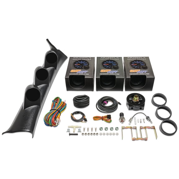 GlowShift | 2008-2014 Subaru Impreza Black Triple Pillar Pod with Tinted 7 Color Series 30 PSI Boost Vacuum Gauge, Oil Pressure Gauge & Oil Temperature Gauge