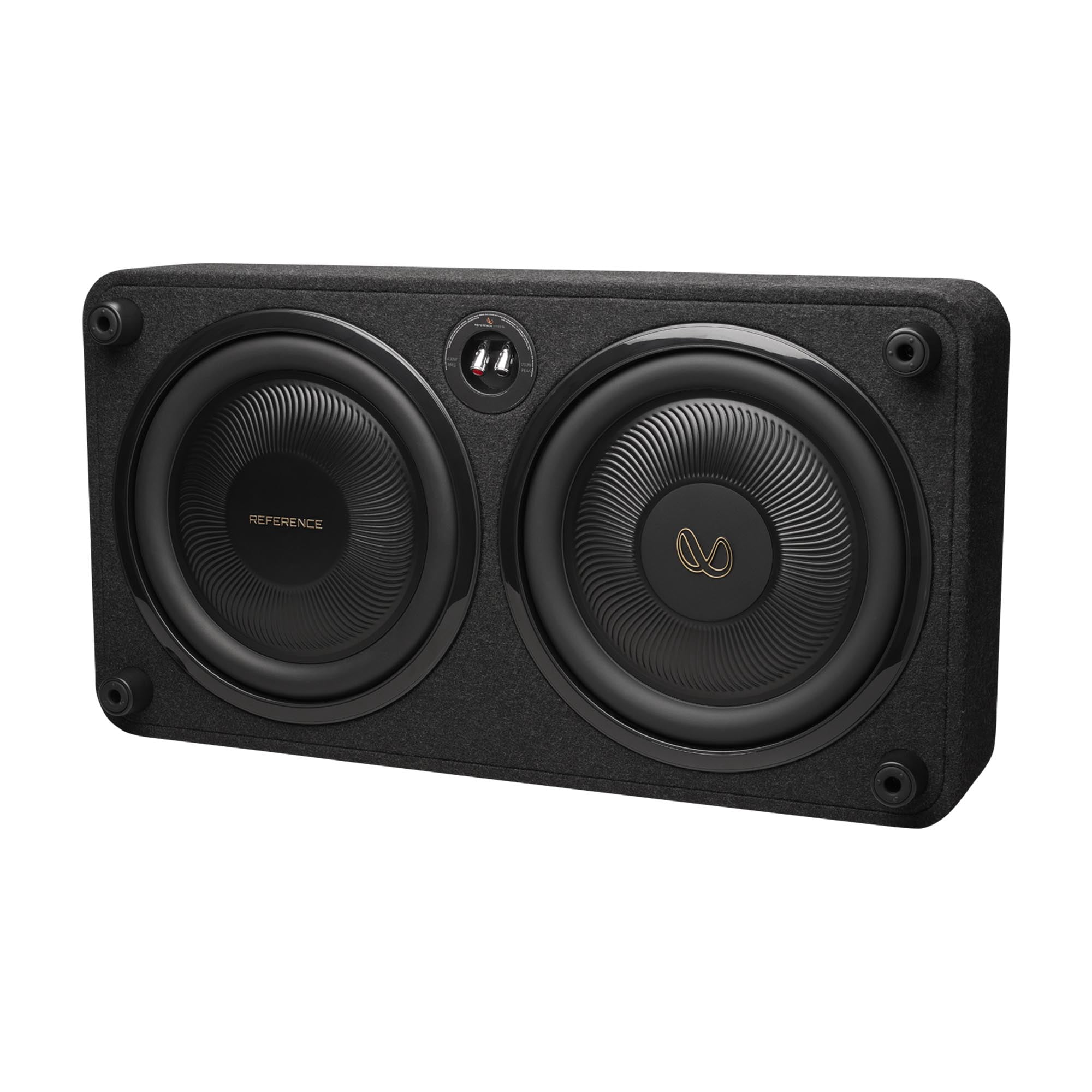 Infinity REFERENCE1200SSL Single 12” THIN enclosure with Passive Radiator with Infinity Reference-6001A Mono, 600w X 1 Amplifier With Bass Knob and 4GA Pure Copper Amp Wiring Kit