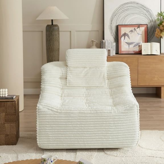 360 Oversize Swivel Glider Chair with Convertible Head and Waist Pillows, White