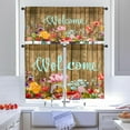 thumbnail image 3 of Welcome Kitchen Curtains and Valances Set - 3 Piece Farmhouse Kitchen Curtains 36 Inch Length Sets with Valance for Windows Rod Pocket Flower Kitchen Decor Decorations, 3 of 5