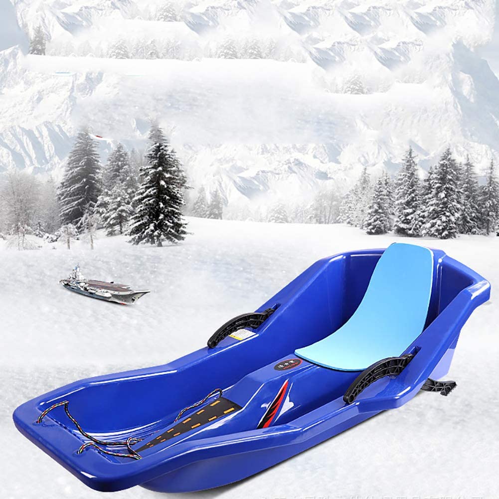 Plastics Toboggan Sled, Heavy Duty Sledge Sleigh Sled with Brake Handle
