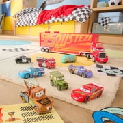 Disney Store Official Mack Hauler Play Set - Light & Sound Mack Carrier with 8 Pullback Die Cast Vehicles - Red, Fillmore, Lightning McQueen, Bobby Swift, Cal Weathers, Sarge, Sheriff & Tow Mater