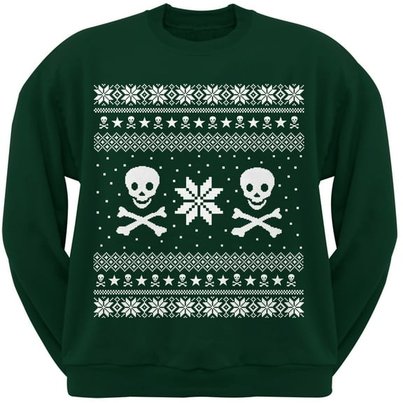 Skull & Crossbones Adult Green Crew Neck Sweatshirt
