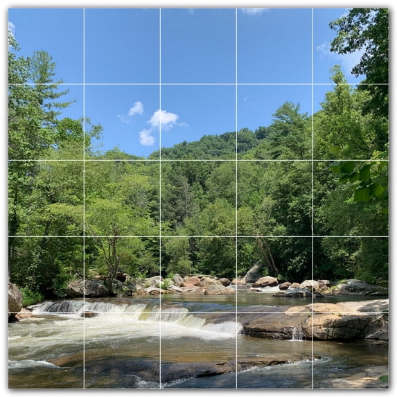 Picture-Tiles.com: River Ceramic Tile Wall Mural WAL500895-55L. 40"W x 40"H using (25) 8" x 8" Ceramic Tiles-Satin Finish