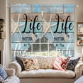 thumbnail image 4 of Swag Curtain Valances Teal Wood Grain Swag Valances for Kitchen Windows Starfish Life Is Better at The Beach Short Topper Curtains Valance Tier Pair for Kitchen Bedroom Living Room Bathroom 28"x36", 4 of 8