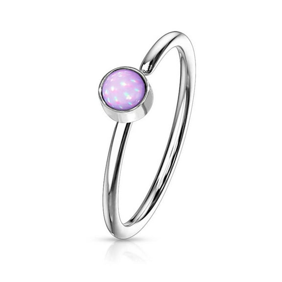 Surgical Steel Bendable Nose Hoop Ring 20 Gauge Illuminating Stone