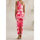 thumbnail image 2 of Vestido PRETTYGARDEN de un Hombro con Fruncido y Estampado Floral Rosa M, 2 of 8