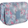 thumbnail image 1 of Neceser de viaje impermeable, portátil, con asa multifunción y gancho para mujeres y niñas (flamenco)., 1 of 5