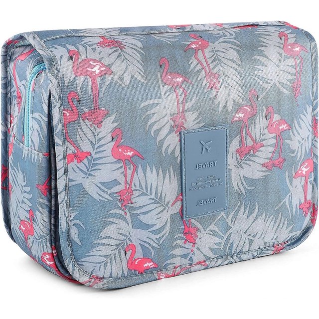 Neceser de viaje impermeable, portátil, con asa multifunción y gancho para mujeres y niñas (flamenco).